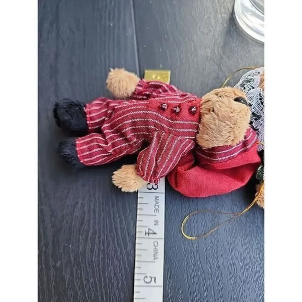 Lillian Vernon Brown Bear  Christmas holiday Girl& Boy‎ Ready For Bed Ornament 2